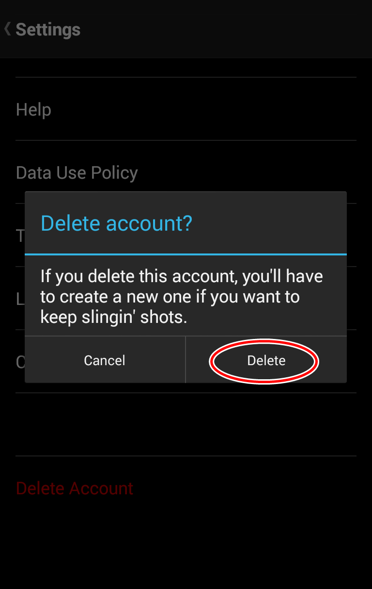 Delete Slingshot account