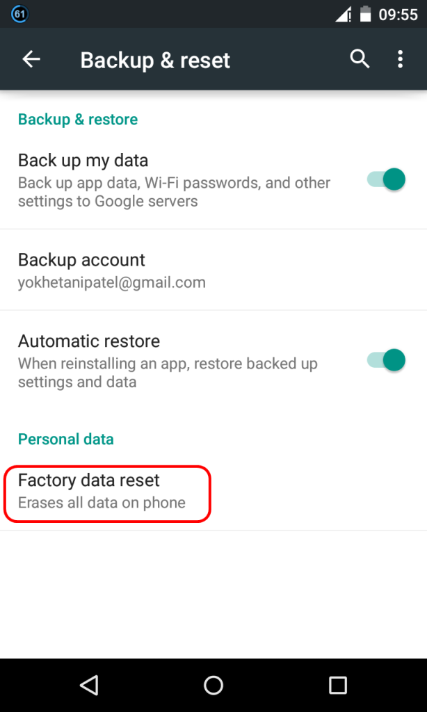 Lollipop Factory Reset