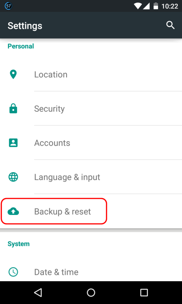 Android Lollipop Factory Reset