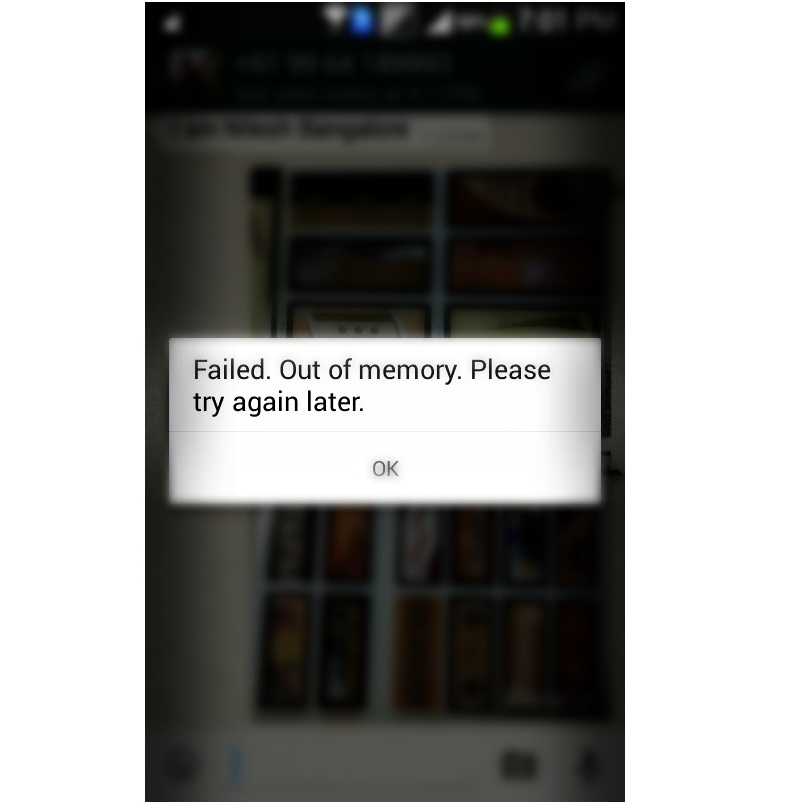 WhatsApp Failed Out of Memory